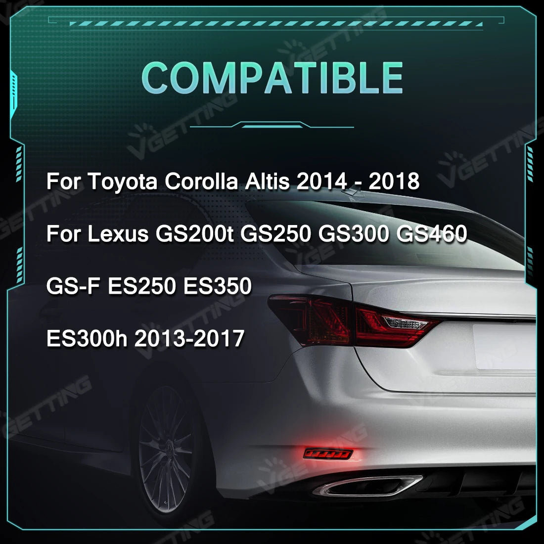 LED Rear Bumper Light Assembly For Toyota Corolla Altis 2014-2018 For Lexus GS250 ES250 Dynamic Turn Signal Rear Tail Brake Lamp
