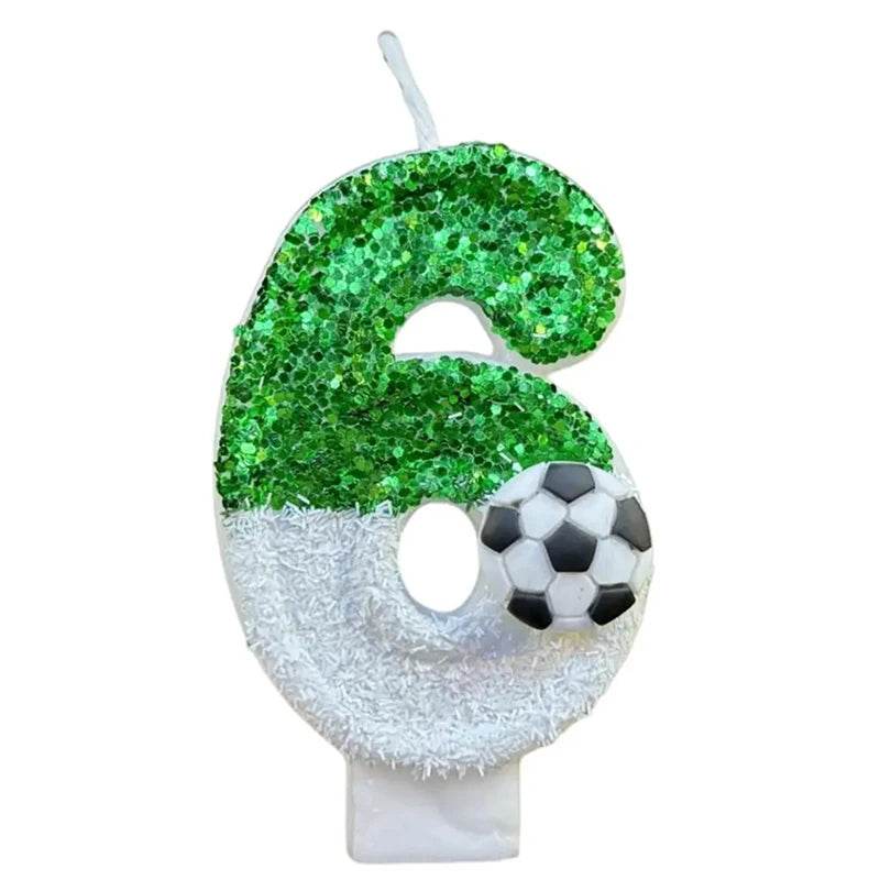 Football Children's Birthday Candles Number 0-9 Green Sparkles Birthday Creative Soccer Candle for Boy Party Cake Top Decoration - P12 Hub Europe