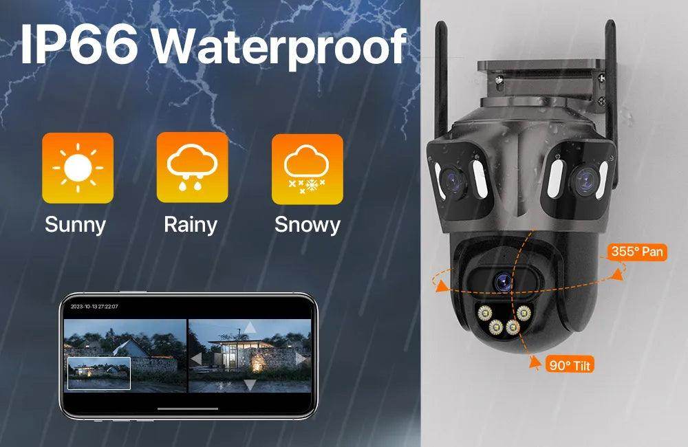 Outdoor Camera 4K 8MP 3-Lens Outdoor Cam | AI Track, PTZ, Color Night - P12 Hub Europe