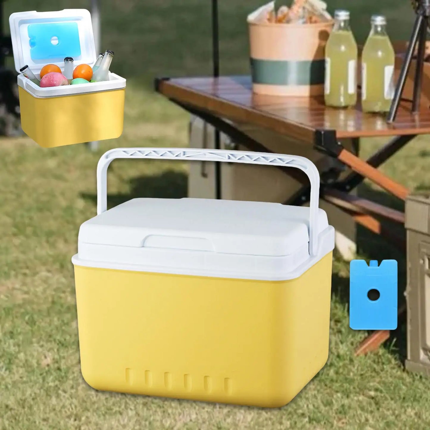 Insulated Cooler Hard Bucket with Handle Organizer for Picnic Beach Barbecue