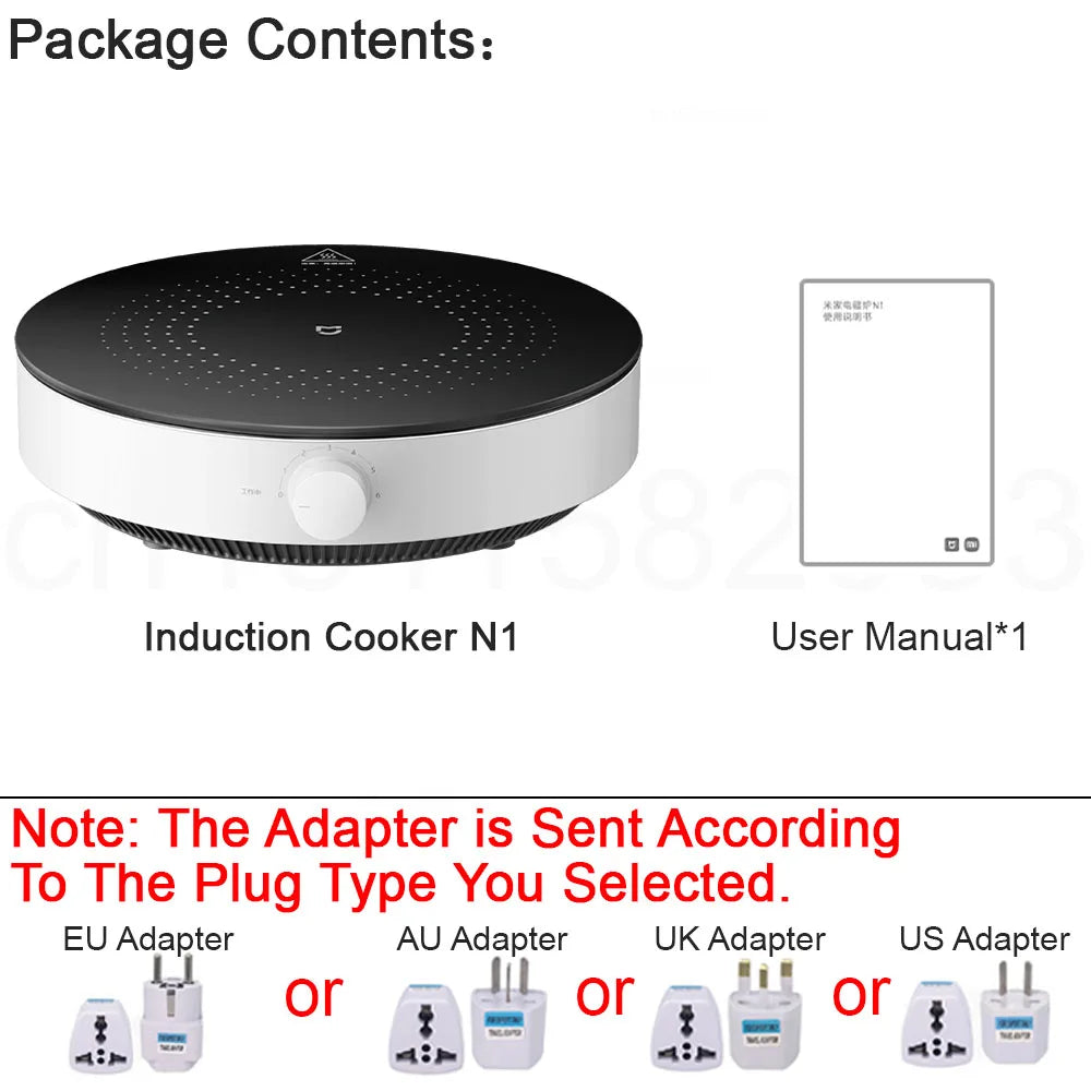 XIAOMI MIJIA Induction Cooker N1, 2100W High-Power, 6 Heat Levels, 8 Safety Protections, Easy Clean,Chinese Version With Adapter