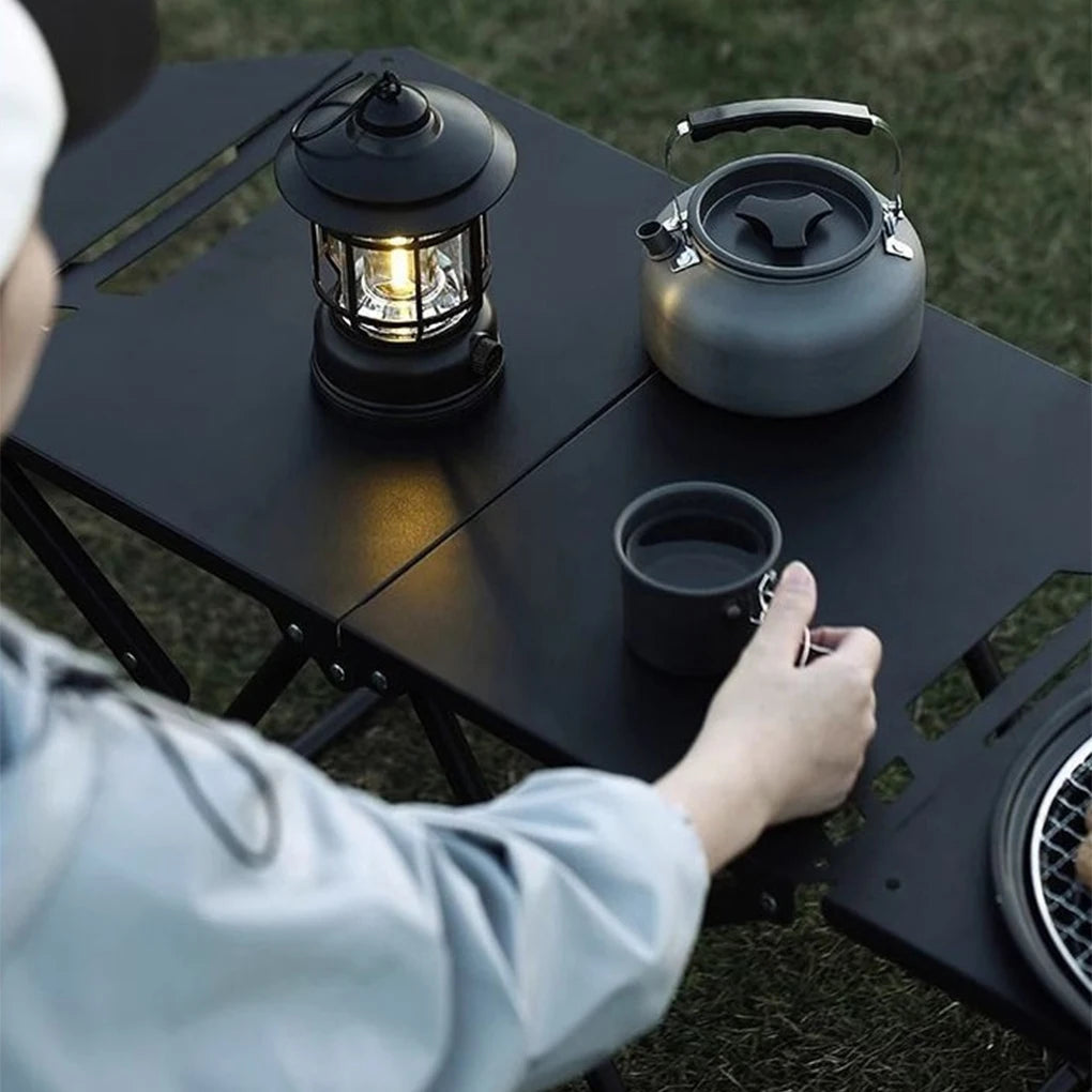 Portable camping table picnic table beach tables edge hollowing for sand foldable hangable items are more convenient