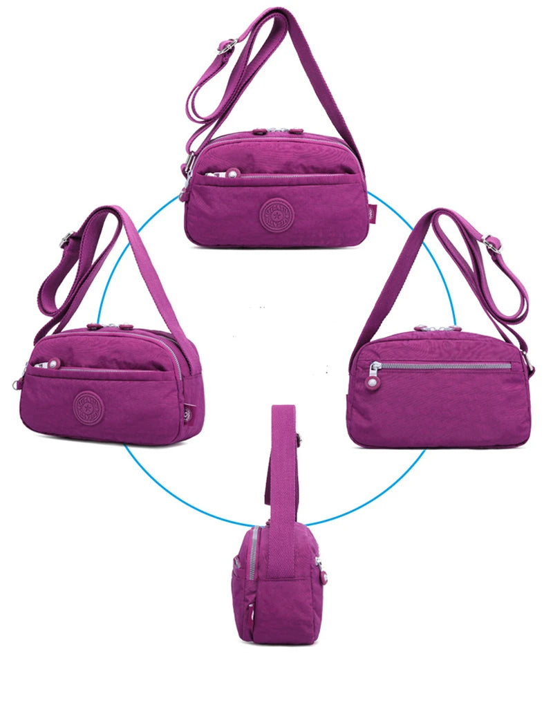 High Quality New Nylon Women Shoulder Messenger Bag Girl Cross Body Phone Purse Lightweight Blue Purple Black Red Grey M1570