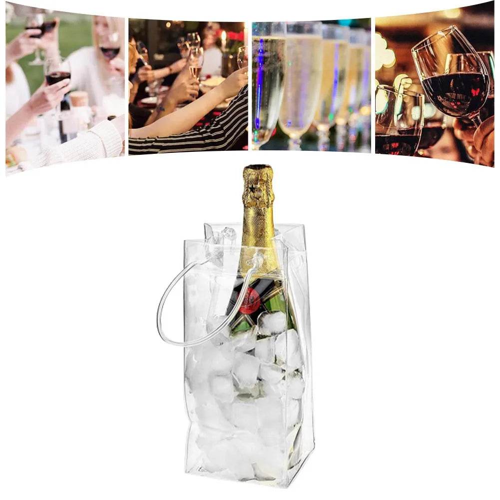 Ice Bag Wine Beer Champagne Bucket Drink Bottle Cooler Chiller Foldable Carrier PVC Ice Wine Bag Picnic Ice Wine Utensils - P12 Hub Europe