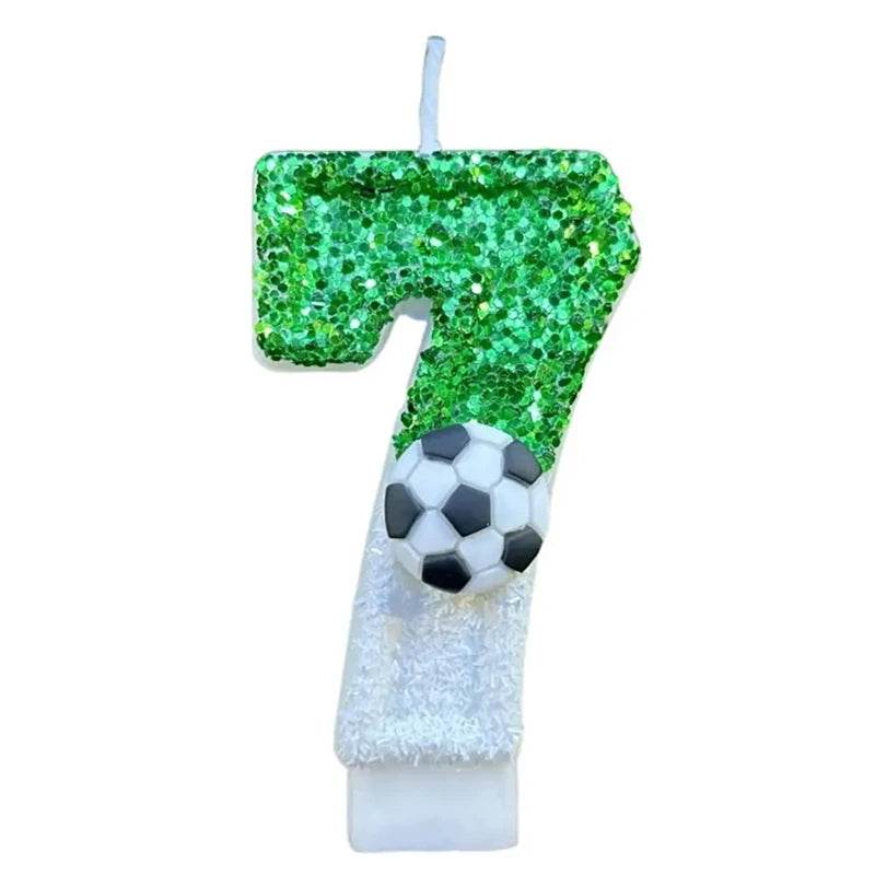 Football Children's Birthday Candles Number 0-9 Green Sparkles Birthday Creative Soccer Candle for Boy Party Cake Top Decoration - P12 Hub Europe