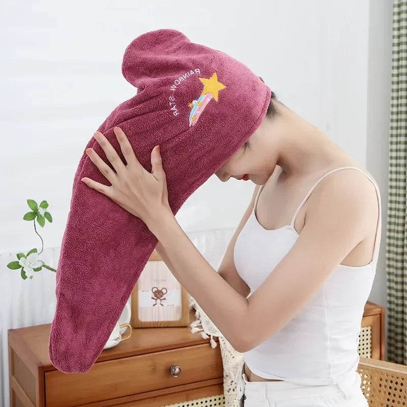1pc Quickly Dry Hair Hat Super Absorbent Soft Bathroom Women Head Towels Girls Cute Hair Towel Hair Dry Wrap Bonnets - P12 Hub Europe