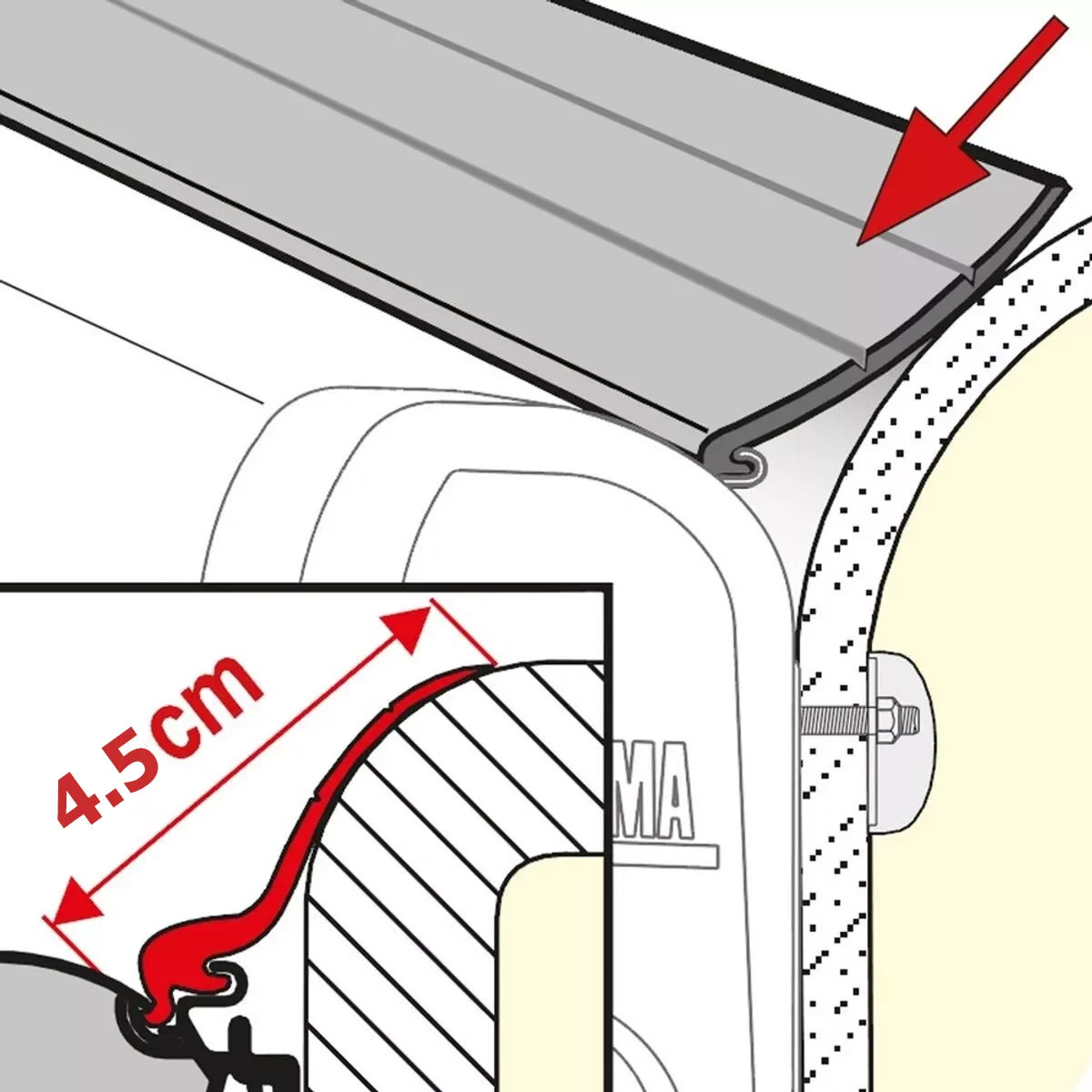 1pc For For Fiamma F45 Awnings 45.6mm WIDE X 1M Length Rubber Rain Seal Caravan Camper Van Accessories Car Accessories
