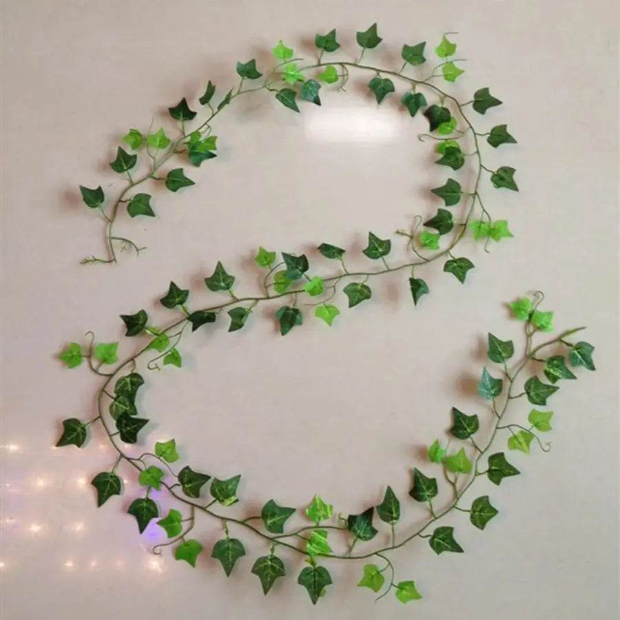 210Cm Artificial Hanging Christmas Garland Plants Vine Leaves Green Silk Outdoor Home Wedding Party Bathroom Garden Decoration - P12 Hub Europe