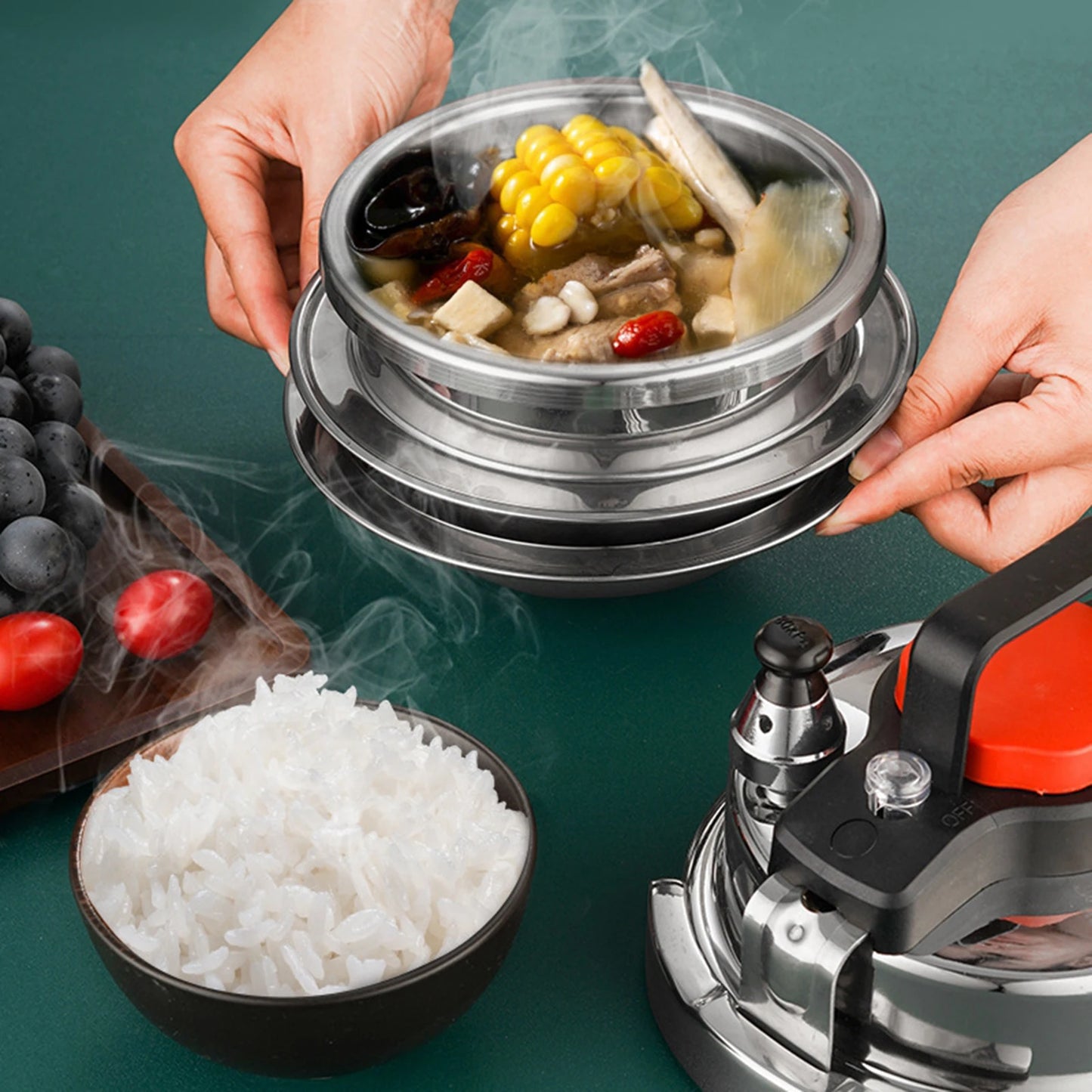 304 Stainless Steel Outdoor Camping Portable Micro Pressure Cooker Household Mini Pressure Cooker 5-minute Quick Cooking Pot