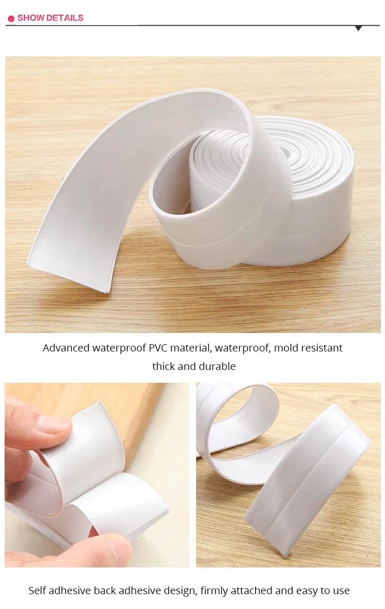1pc Bathroom Waterproof Wall Stickers Sealing Tapes PVC Adhesive Sealing Strips Sink Edge Tape Kitchen Bathroom Accessories - P12 Hub Europe