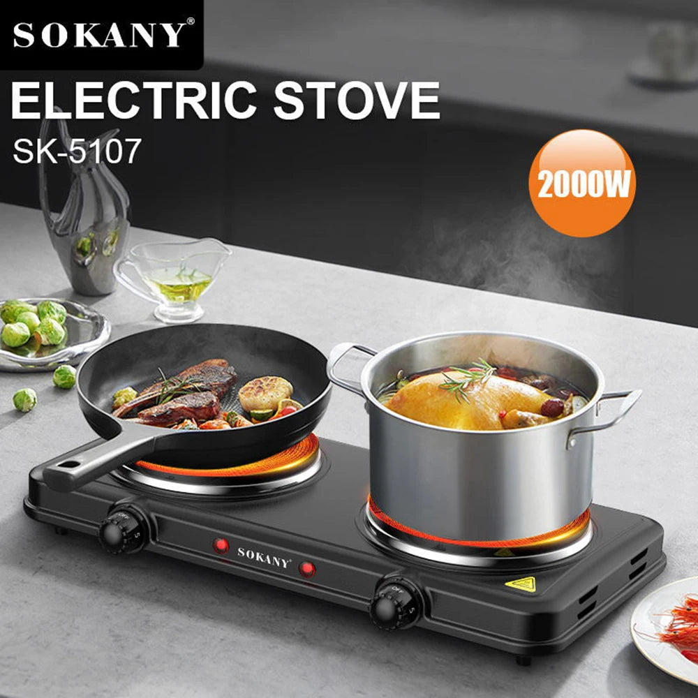 2000W High Power Dual Pot Electric Stove Induction Cooker Plate Kitchen 220V Fast Heating Durable Sturdy Cooking Stove Portable