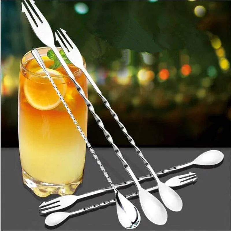 HOT Sale Stainless Steel Threaded Bar Spoon Swizzle Stick Coffee Cocktail Mojito Wine Spoons Barware Bartender Tools Accessories - P12 Hub Europe