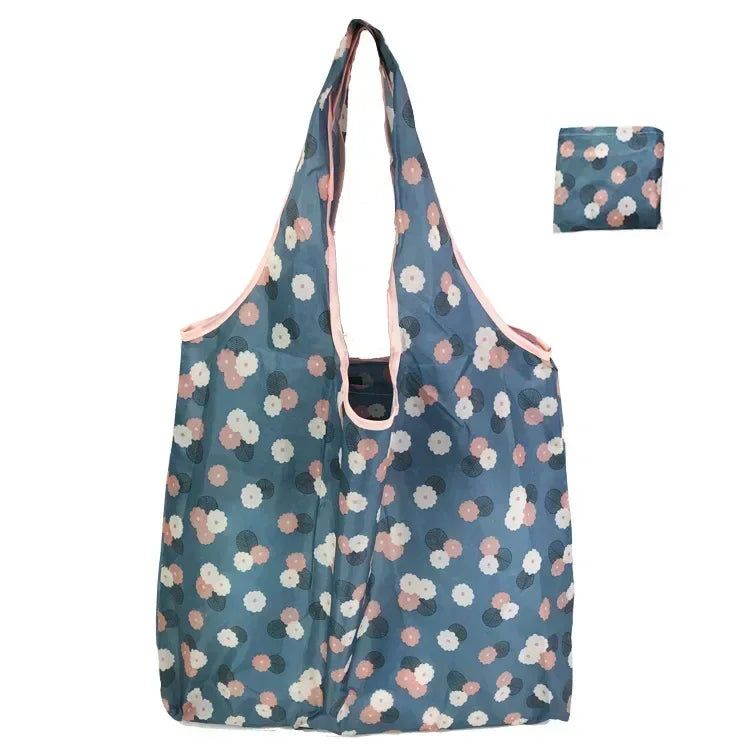 Fashion Printing Foldable Eco-Friendly Shopping Bag Tote Folding Pouch Handbags Reusable Large-capacity for Travel Grocery Bag