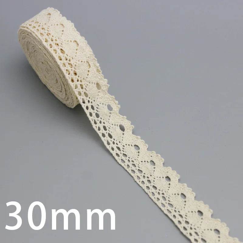 (5Meter/roll) White Beige Cotton Embroidered Lace Net Ribbons Fabric Trim DIY Sewing Handmade Craft Materials - P12 Hub Europe