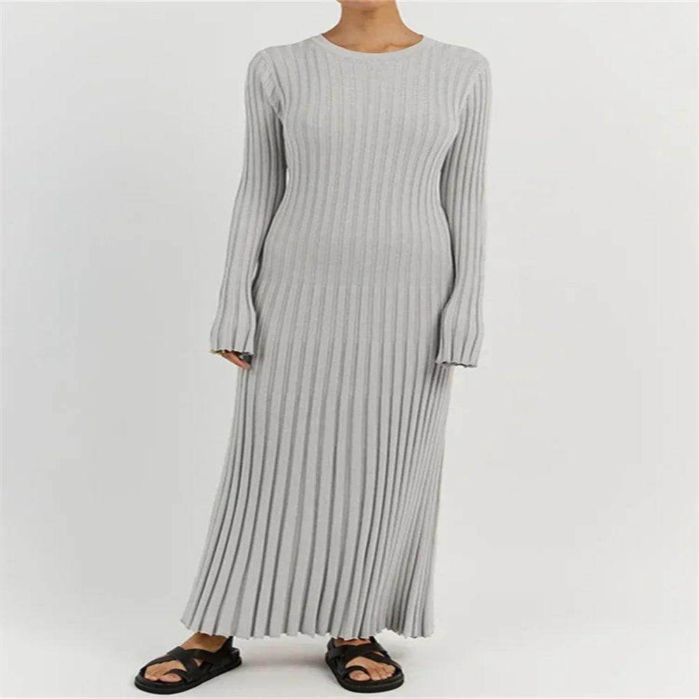 Knit Lace-Up Maxi Dress Autumn High Waist - P12 Hub Europe