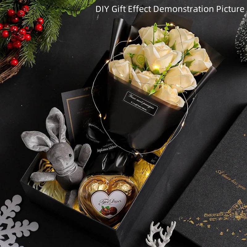 9 Heads Soap Flower Rose Bouquet Artificial Flower for Christmas Wedding Birthday Party Valentine's Day DIY Gift Home Decoration - P12 Hub Europe