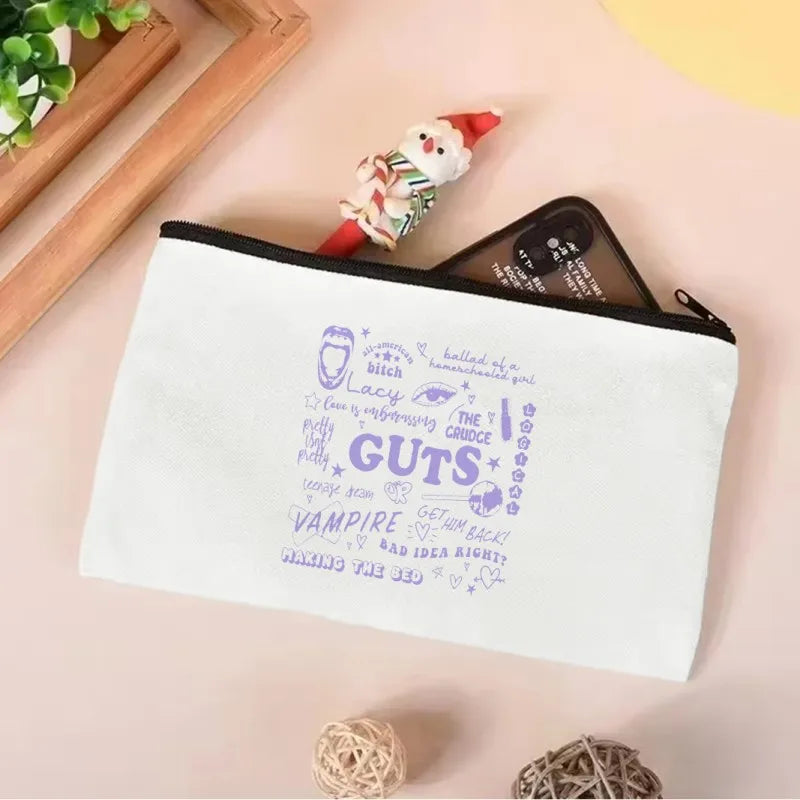 Vintage Olivia Rodrigo Guts Tour Canvas Tote Bag Cosmetic Bag Large Capacity Shopping Bags Shoulder Handbag Eco Girl Handbags