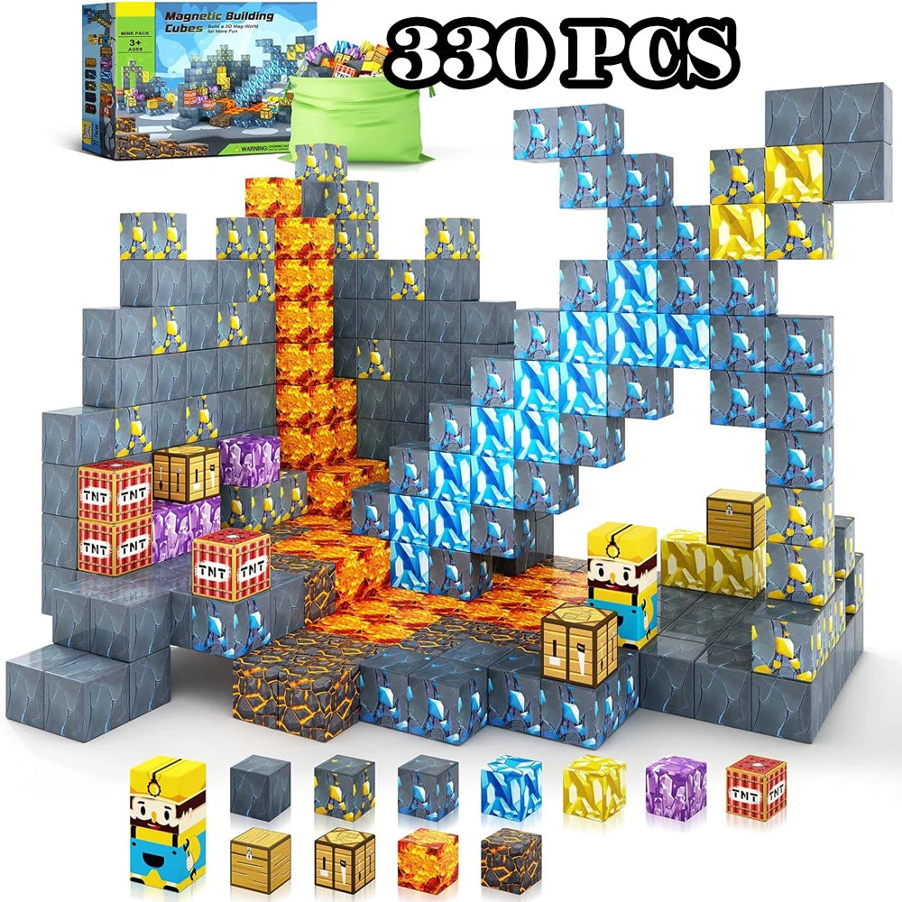 Magnetic Building Block Magnet Cube Mine World Set for Boy Girl Kid Age 3+ DIY Model Children STEM Sensory Toy Christmas Gift
