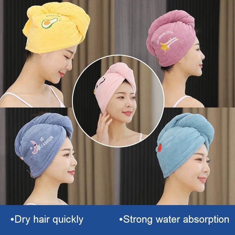1pc Quickly Dry Hair Hat Super Absorbent Soft Bathroom Women Head Towels Girls Cute Hair Towel Hair Dry Wrap Bonnets - P12 Hub Europe