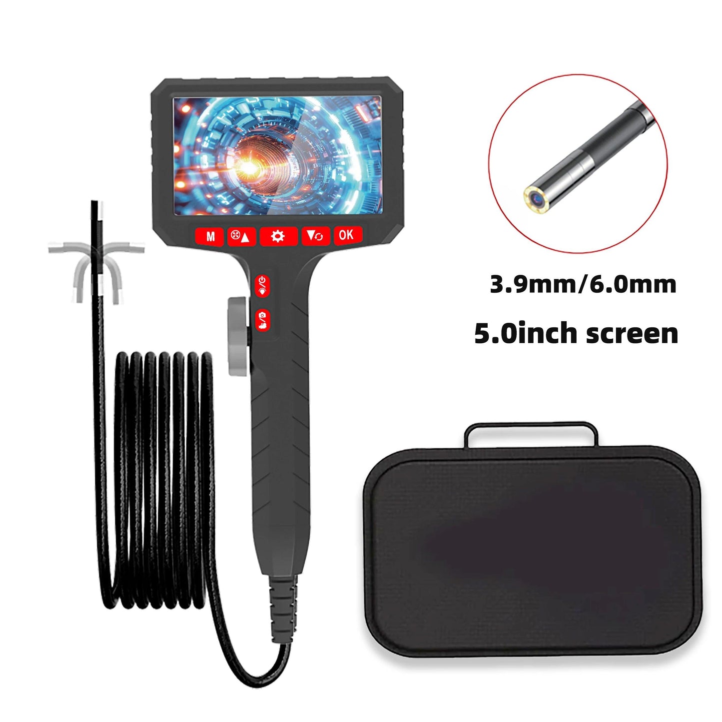 Borescope 3.9mm 5" 1080P, LED, Articulating, Car/Plumbing - P12 Hub Europe