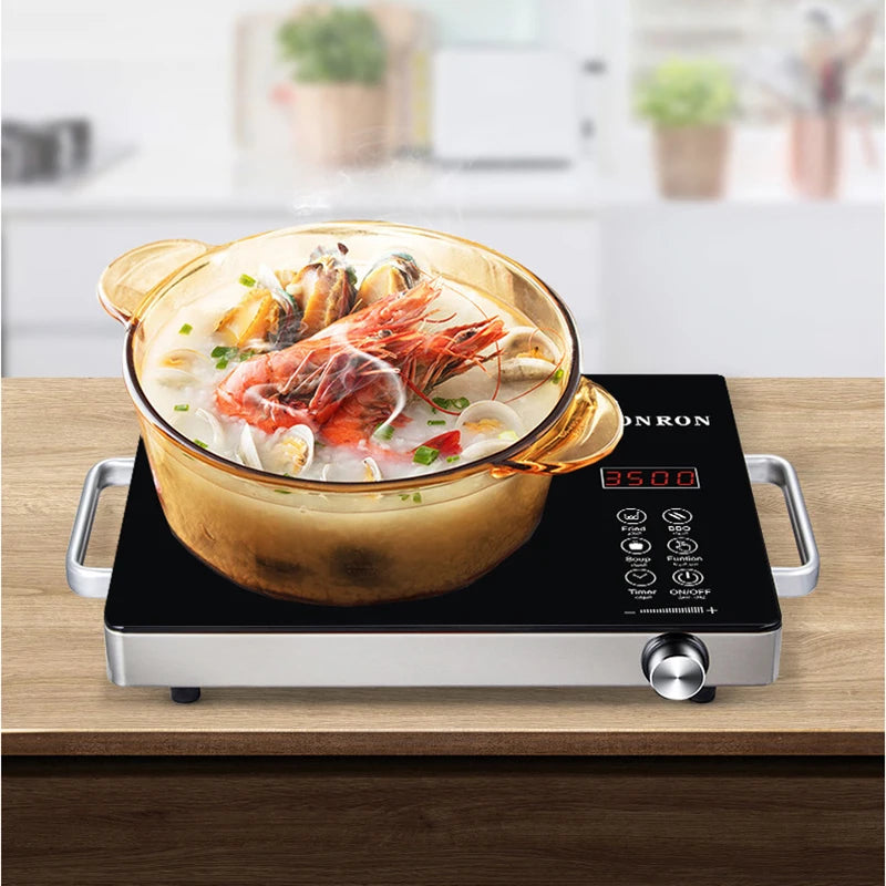Electric Induction Cooker Black Microcrystalline Panel Induction Cooker Electric Heater Household Hot Pot 3500W High Power