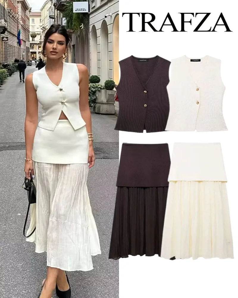 Knitted Vest Skirt Set - P12 Hub Europe