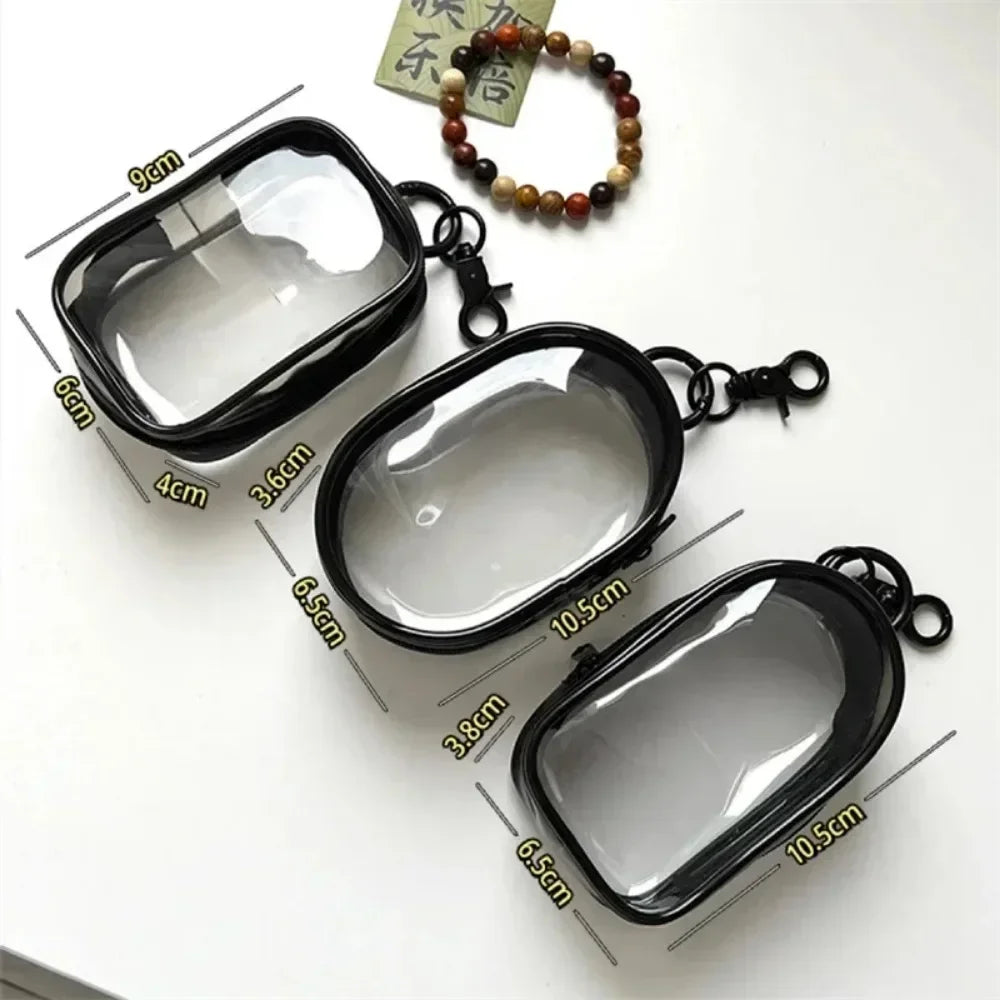 Portable Mini Clear Zipper Storage Bag Keychain Cartoon Doll Children Toy Mystery Box Organizer for Earphones Chargers Gift Bag