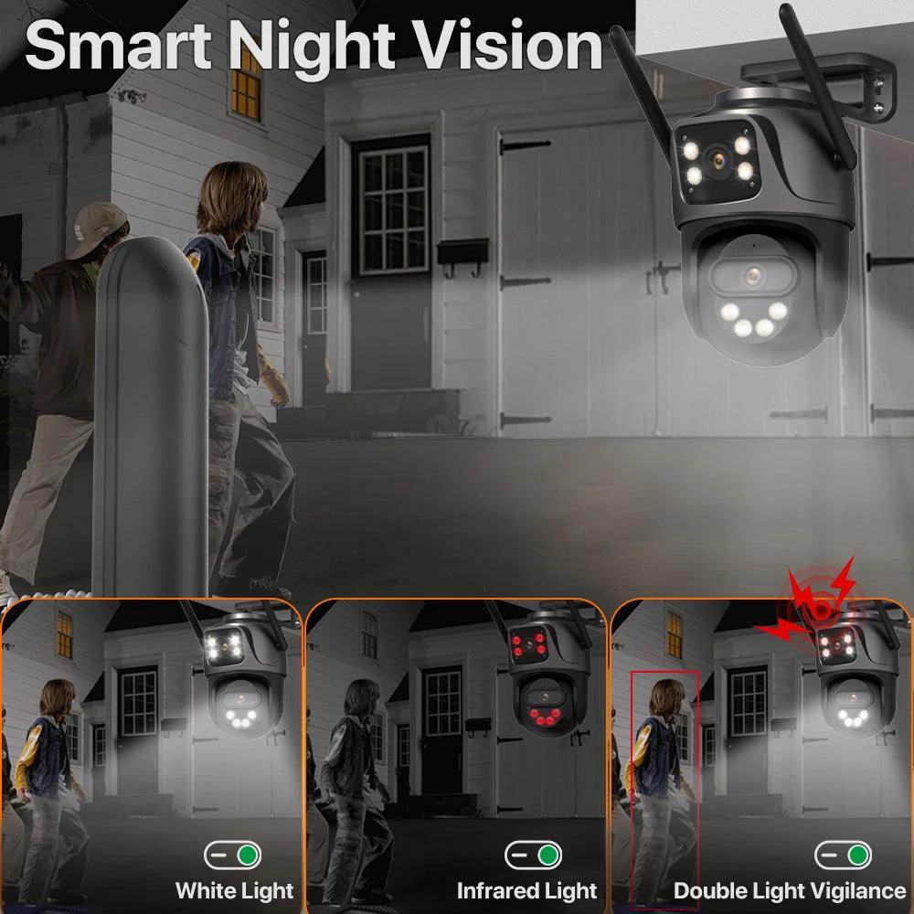 Outdoor Camera 4K 8MP 3-Lens Outdoor Cam | AI Track, PTZ, Color Night - P12 Hub Europe