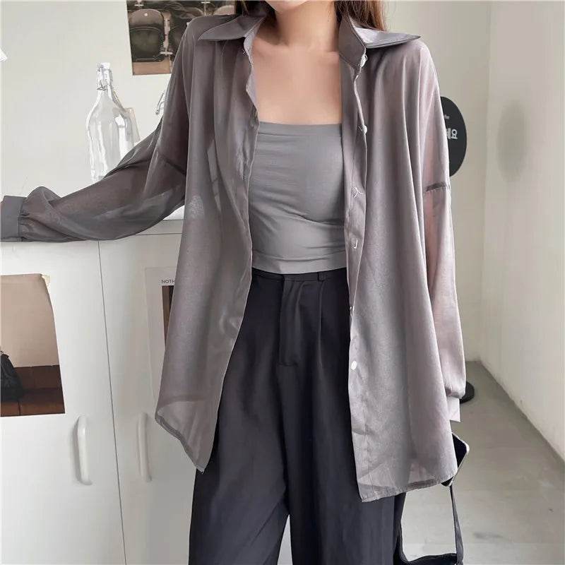 Semi Sheer Button Down Shirt - P12 Hub Europe
