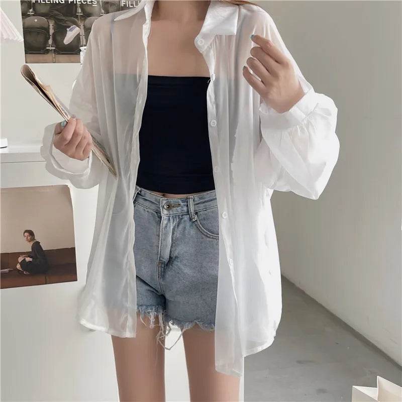 Semi Sheer Button Down Shirt - P12 Hub Europe