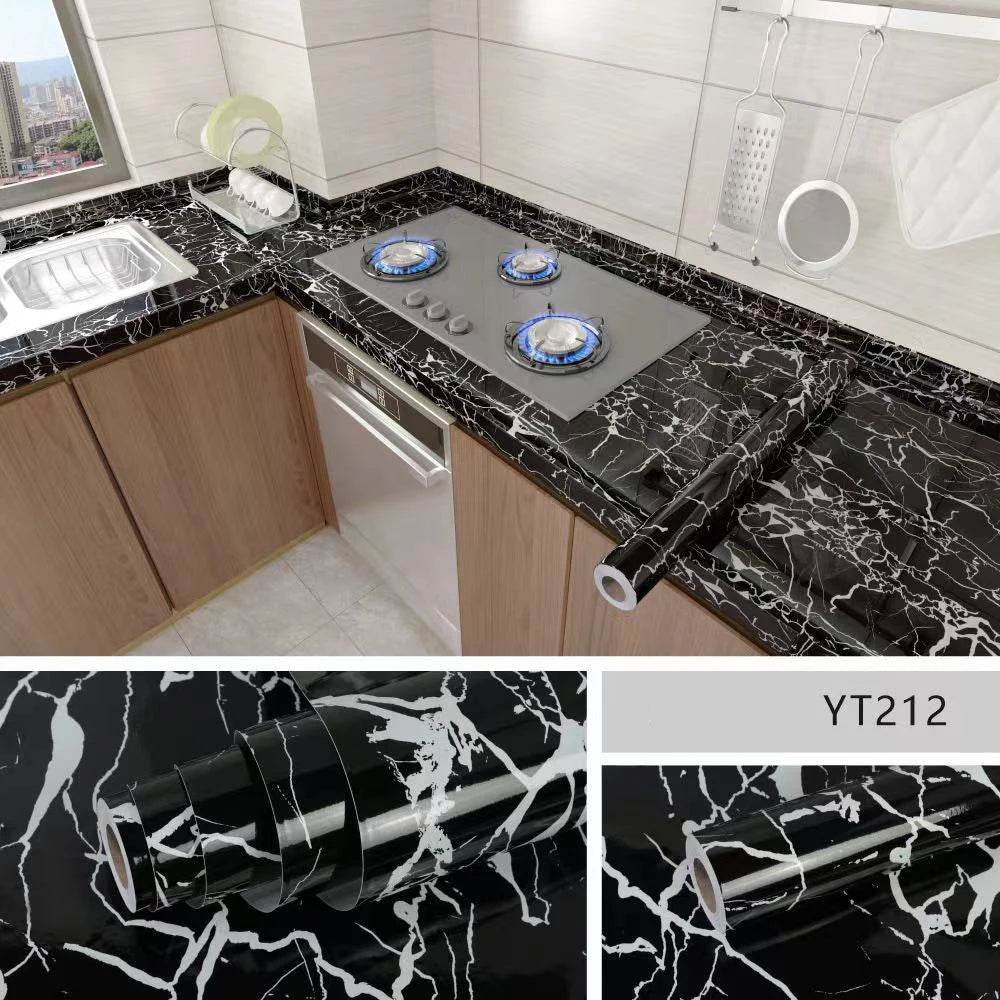 Marble Kitchen Waterproof Stickers PVC Self Adhesive Oil Proof Wall Sticker for Desktop Bathroom Renovation Wall Decor Removable - P12 Hub Europe