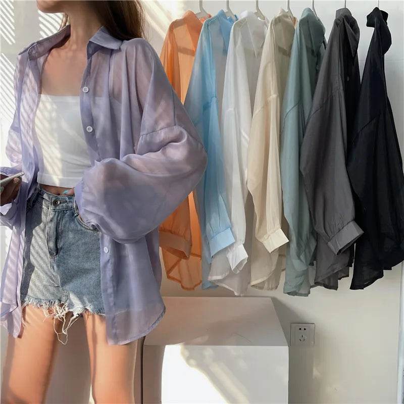 Semi Sheer Button Down Shirt - P12 Hub Europe