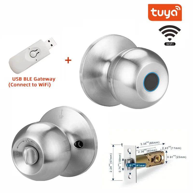 Fingerprint Smart Door Lock Bluetooth, Card, Code, Key, 35-75mm - P12 Hub Europe