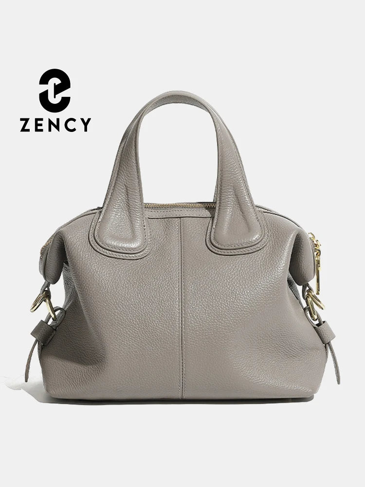 Zency 2 Straps Genuine Leather Top-handle Bag For Women Vintage Boston Bag Shoulder Handbag Crossbody Large Capacity Bolsas 2025