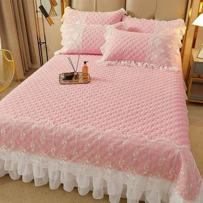 Quilted Thicken White Bed Sheet Summer Bedspread Couple 2 People Bed Linens Luxury Double Bed Bedding King Size 180x240cm - P12 Hub Europe