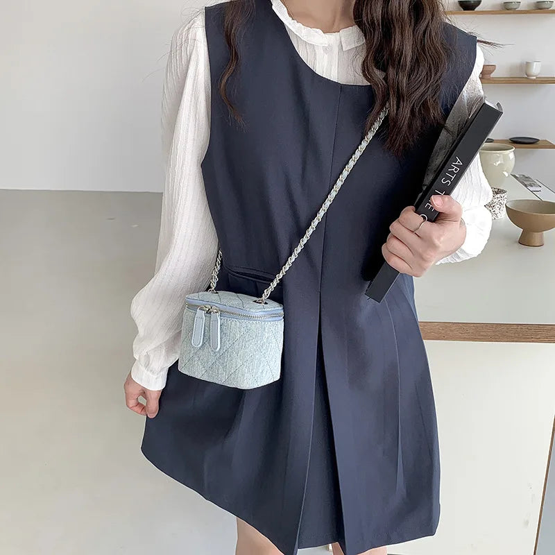 Denim Shoulder Bags For Women Niche Design Fashion Crossbody Bags Fragrant Box Simple Chain Phone Purse