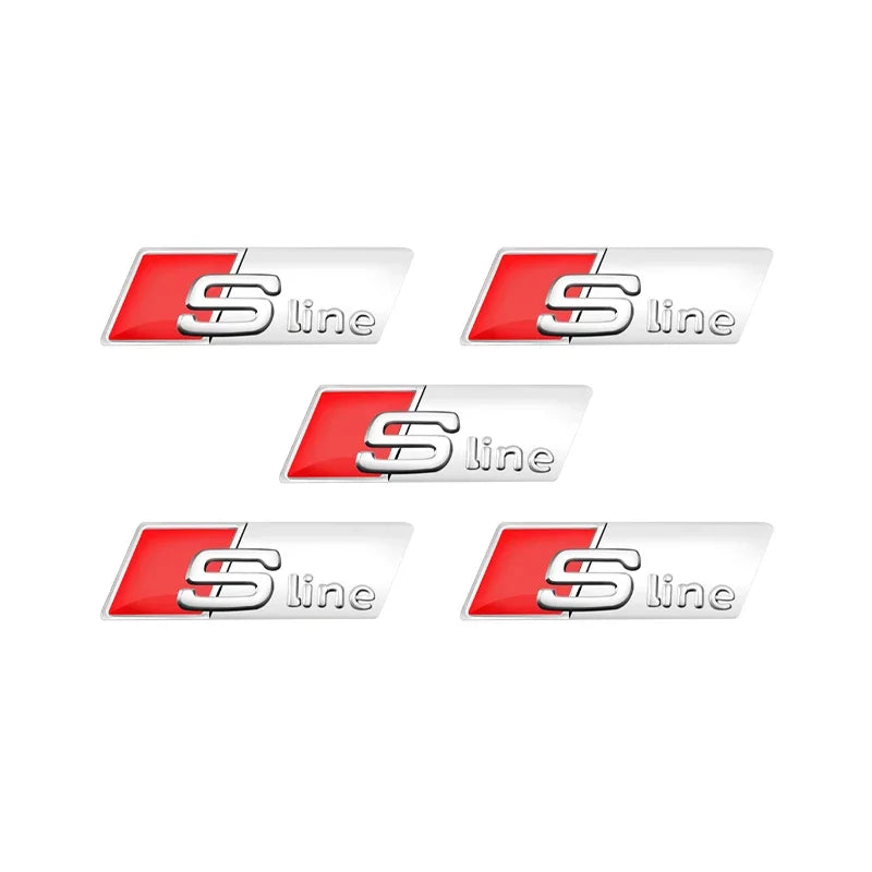 2/5/10pcs 3D Aluminium Alloy Steering Wheel Badge Emblem 3D Steering Wheel Sticker Car Sticker For Audi Sline RS Car Accessories