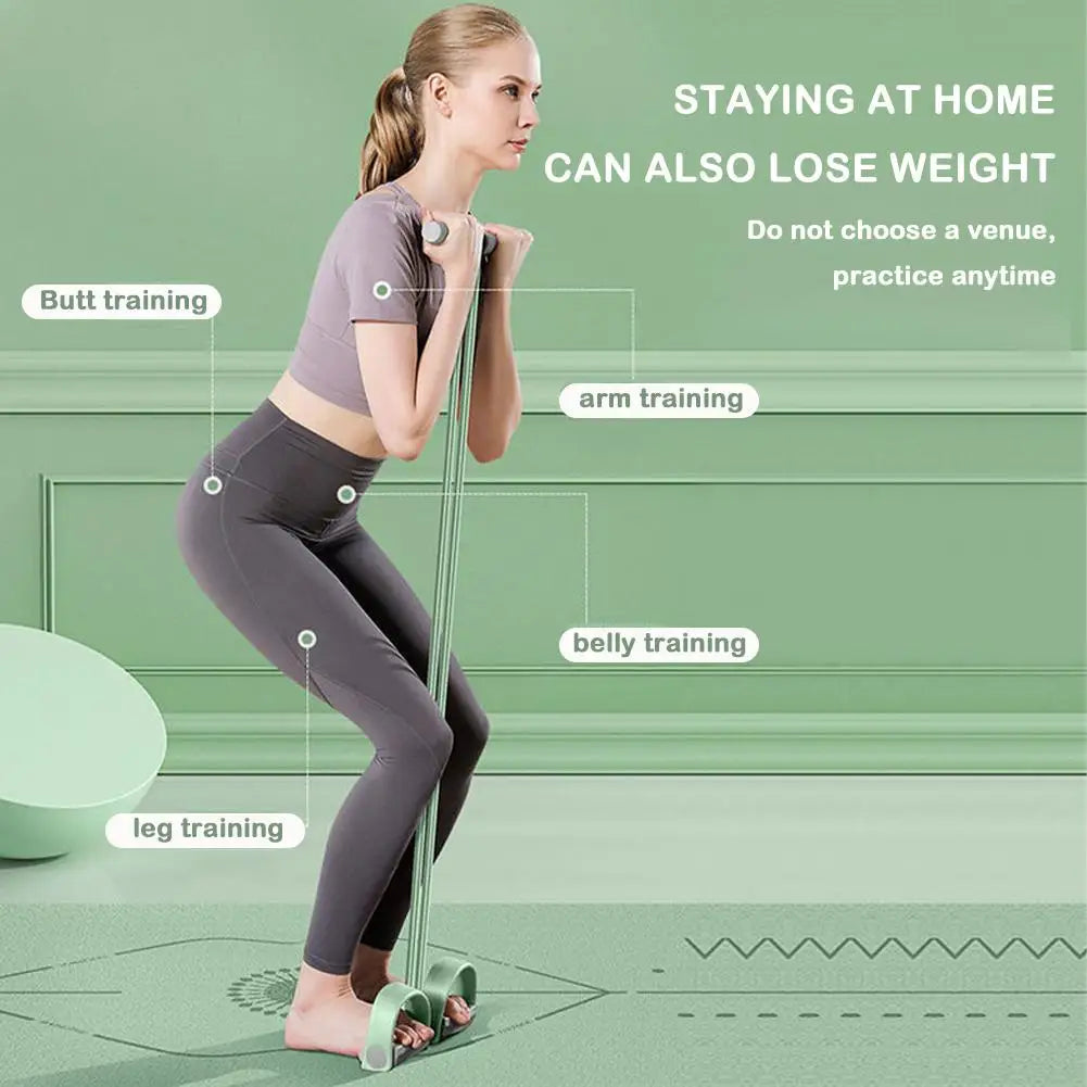 4 Tube Pedal Tensioner Portable Resistance Band Sit Up Fitness Equipment Yoga Stretching Tummy Trimmer Pull Rope Equipment