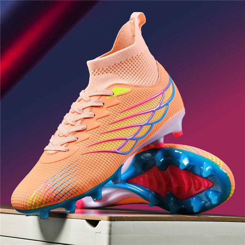 Superfly FG Football Boots Outdoor Soccer Cleat Black Shoes Soft Sport Professional Shoes Breathable Comfortable Boots Plus Size