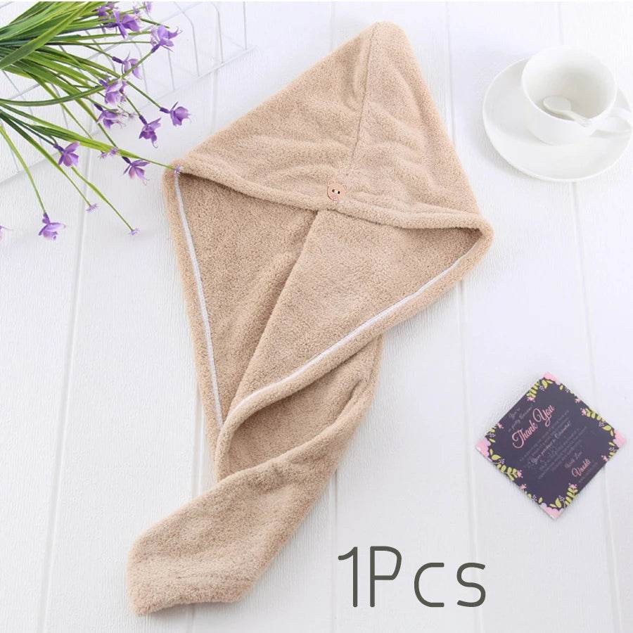 Quick-dry Hair Towel Women Hair Drying Hat Cap Hat Bath Hat Microfiber Solid Towel Cap Super Absorption Turban Hair Dry Cap - P12 Hub Europe