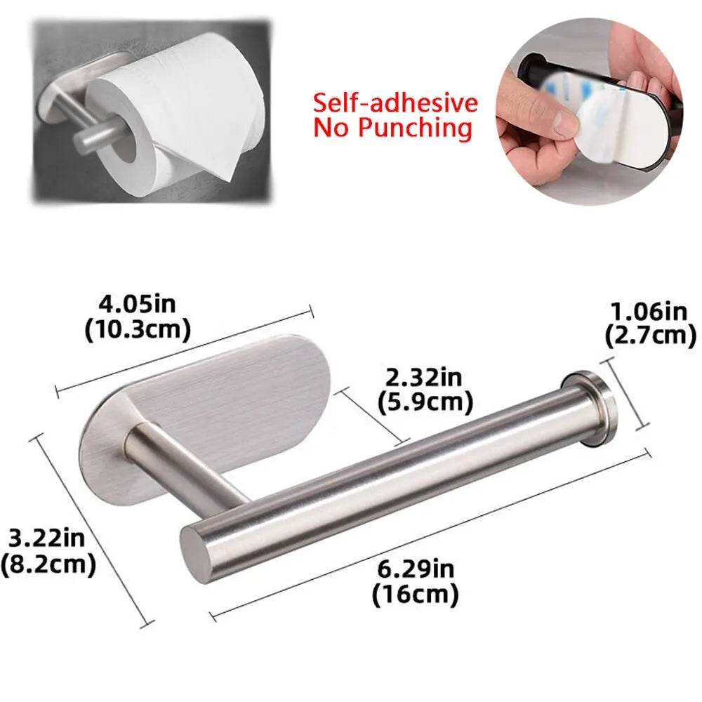 No Drilling Toilet Paper Holder Bathroom Roll Tissue Towel Dispenser Hanger Stainless Steel Napkin Storage Kitchen Accessories - P12 Hub Europe