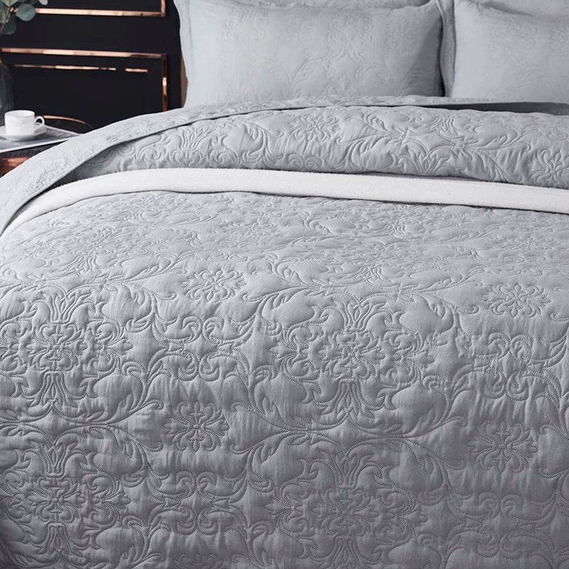 WOSTAR Quilted thicken flat bed sheet summer bedspread solid jacquard couple bed linens luxury double bed bedding king size - P12 Hub Europe
