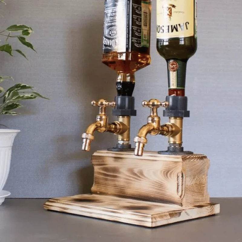 Liquor Alcohol Whiskey Wood Dispenser Whisky Bottle Rack and Pour Acohol Dispenser for Home Bar Unique Gift for All Wine Lovers - P12 Hub Europe