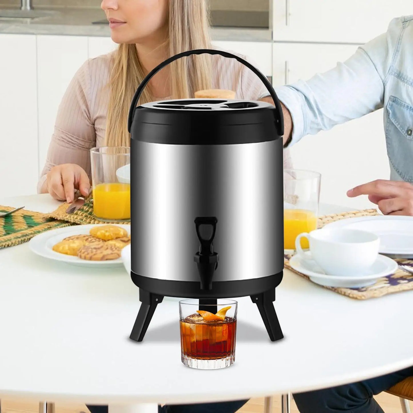 Insulated Beverage Dispenser Leakproof Portable Insulated Water Cooler Camping Equipment For Travel Home Holiday Work Winter