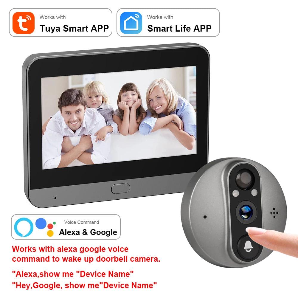 Peephole Camera WiFi 4.3" Monitor, 5000mAh, Alexa/Google - P12 Hub Europe