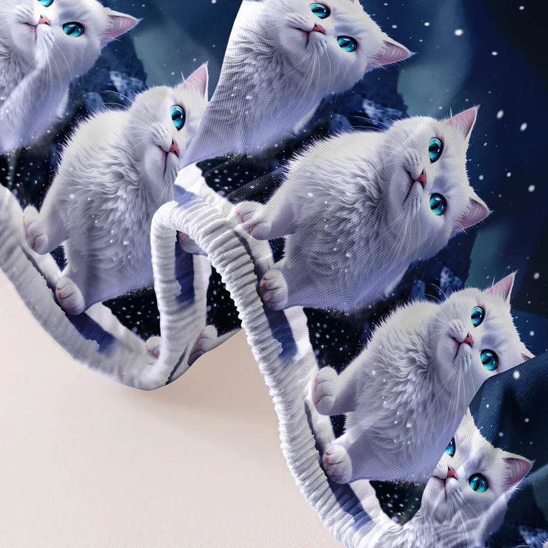 1 piece of blue eyed white cat patterned matte bedsheet, bedroom printed bedspread, bedding (excluding pillowcases) - P12 Hub Europe