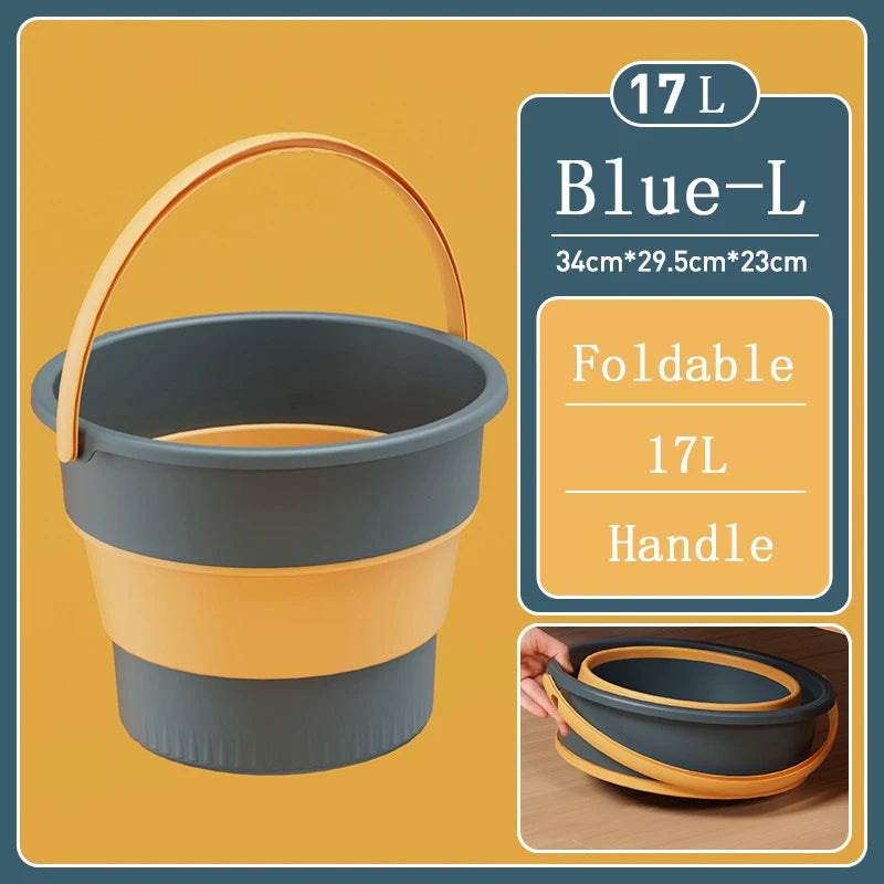 Portable Foldable Bucket Basin 5/10/17L Silicone Bucket Camping Laundry Basket Car Wash Fishing Bathroom Tool Household Supplies