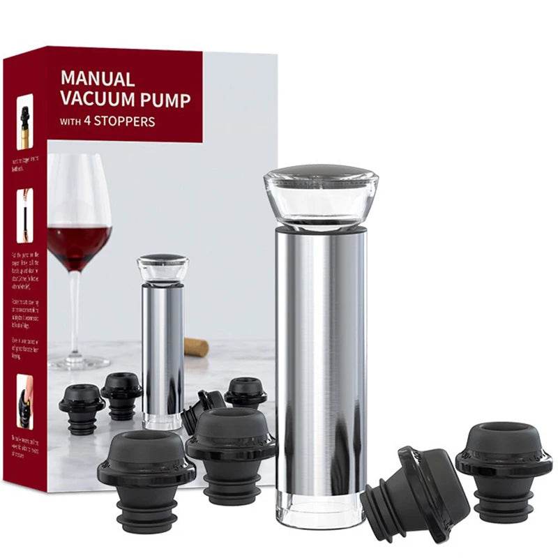 Wine Saver Vacuum Pump Manual Wine Stoppers with 4 Reusable Wine Bottle Stoppers Sealer Keeps Wine Fresh up to 7 Days - P12 Hub Europe