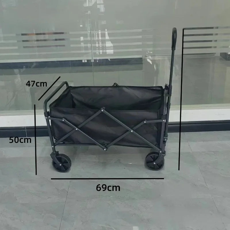 Portable Outdoor Cart, Heavy-Duty Folding Trolley, Smooth Bearing Design, Picnic Wagon, Convenient Folding Storage