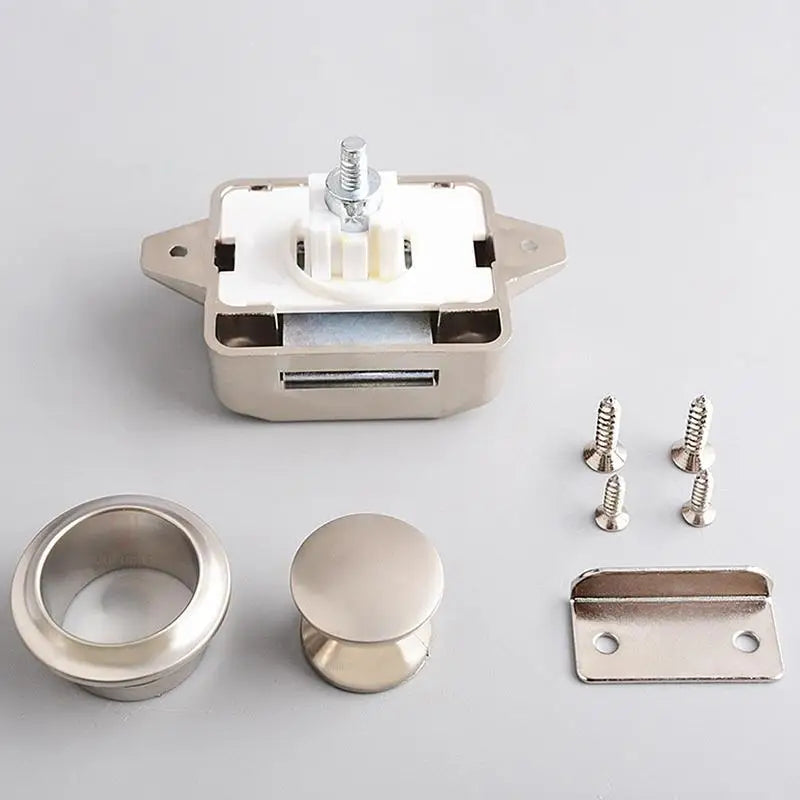 Keyless RV Push Cabinet Lock Push Button Latches Cabinet Door Catches Locks Drawer Keyless Zinc Alloy Button For RVs Camper Van
